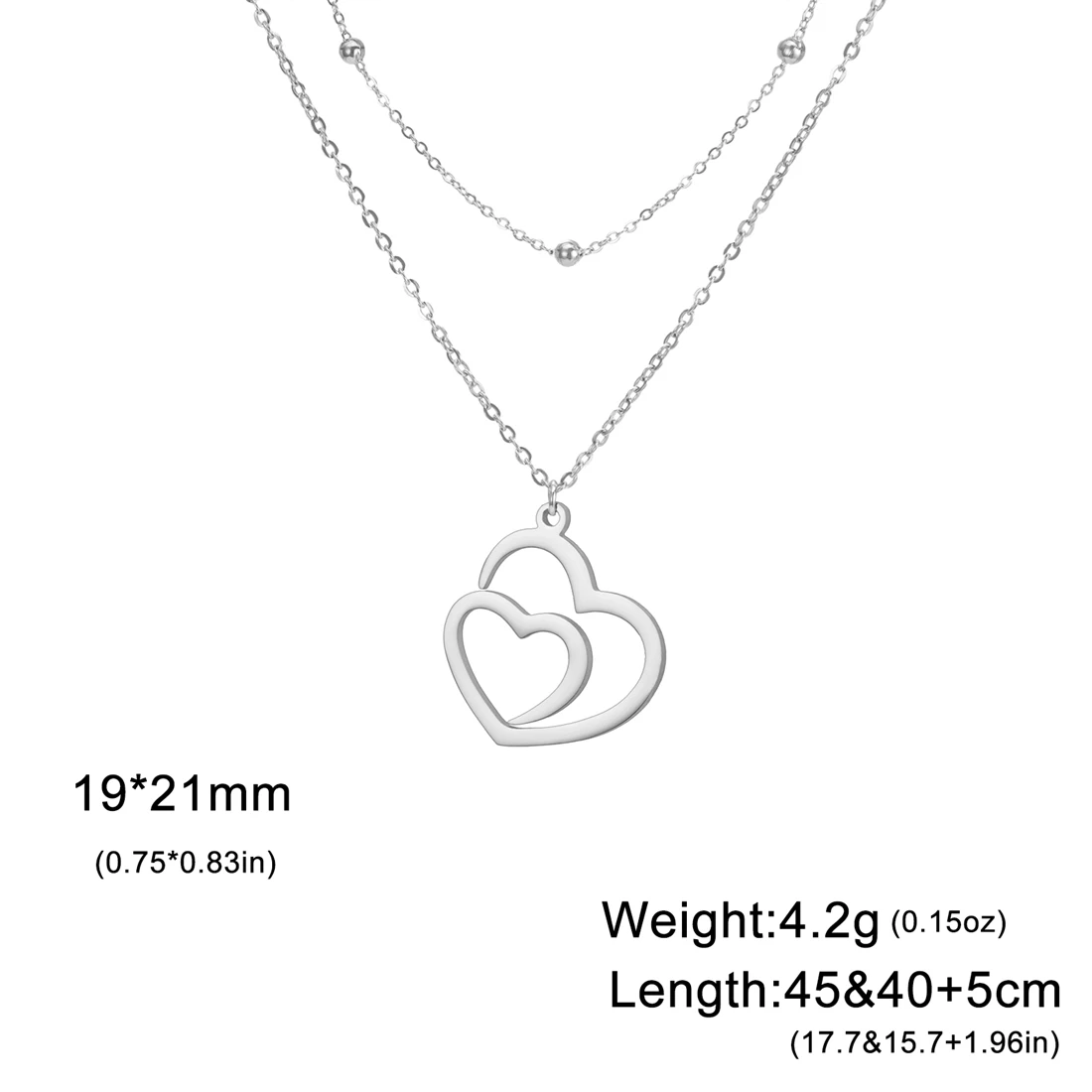 Eueavan Hohl Doppel Herz Halskette Für Frauen Edelstahl Romantische Liebe Symbol Anhänger Kette Engagement Schmuck Geschenk – Detail 19