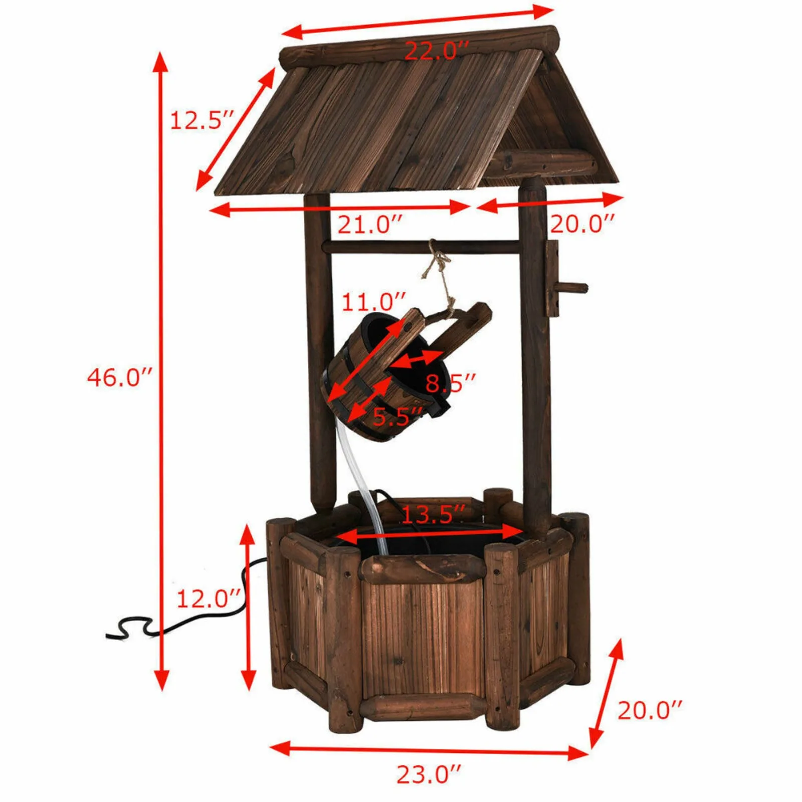 US Countryside, Countryside, Wishing Well, Water Fountain, Wooden Electric Backyard Pump, Outdoor