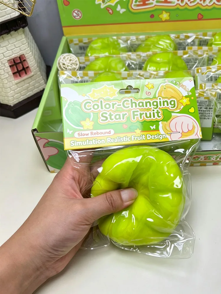 Virales, temperaturveränderndes Sternfrucht-Squishy-Modell, langsam zurückfederndes, flüssiges Creme-Textur-Stressabbau-Quetschmodell