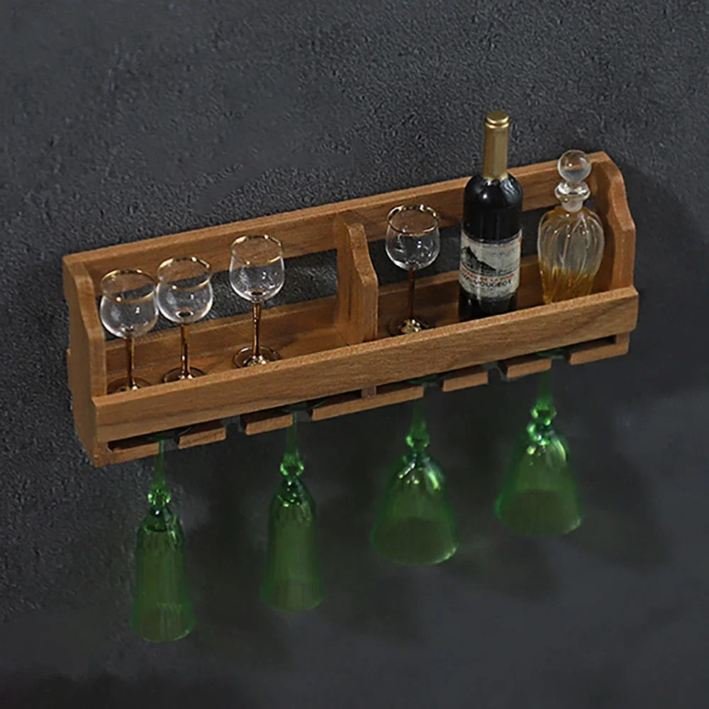 1/12 Poppenhuis Accessoires Miniatuur Houten Wandmontage Wijnkast Mini Showcase Model Speelgoed voor Poppenhuis Decoratie