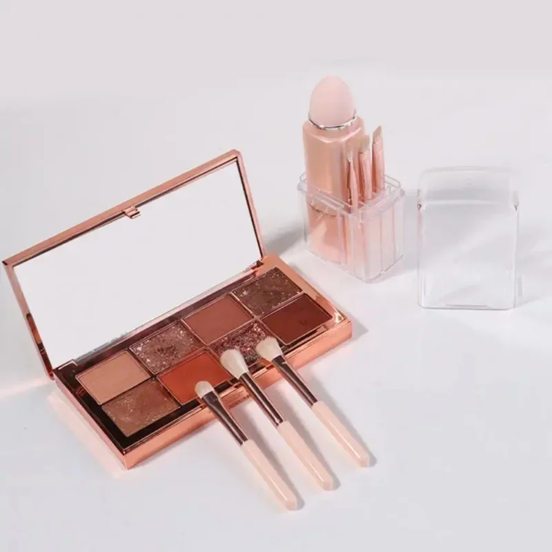 Square portable eight in one telescopic brush makeup brush set eye shadow brush concealer beauty brush tool makeup brush