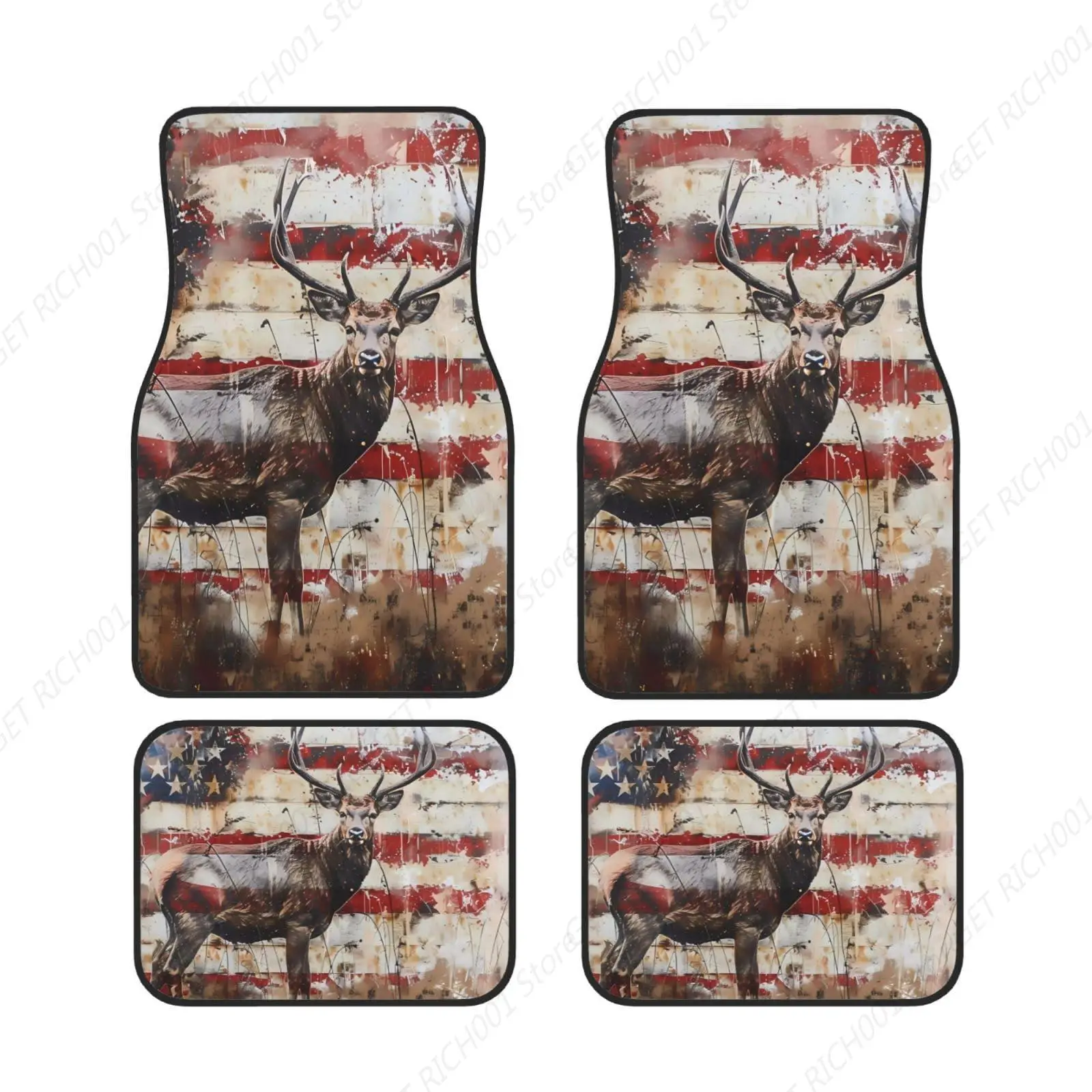 

Pintura Al Óleo Banra Americana Ciervo Divertido Alfombrilla Para Pies Coche Juego 4 Piezas Alfombrillas Para Coches, Accesori