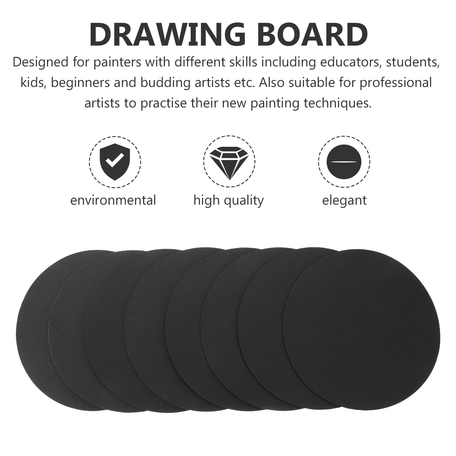 Craft Cardboard 8Pcs 15Cm Round Black Kraft Paper For Art Painting Projects Decorative Sheets