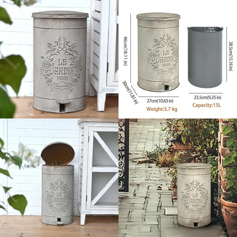 

Commercial Outdoor 15L Metal Garbage Can with Foot Pedal for Dog Poop, Ideal for Shopping Malls and Offices