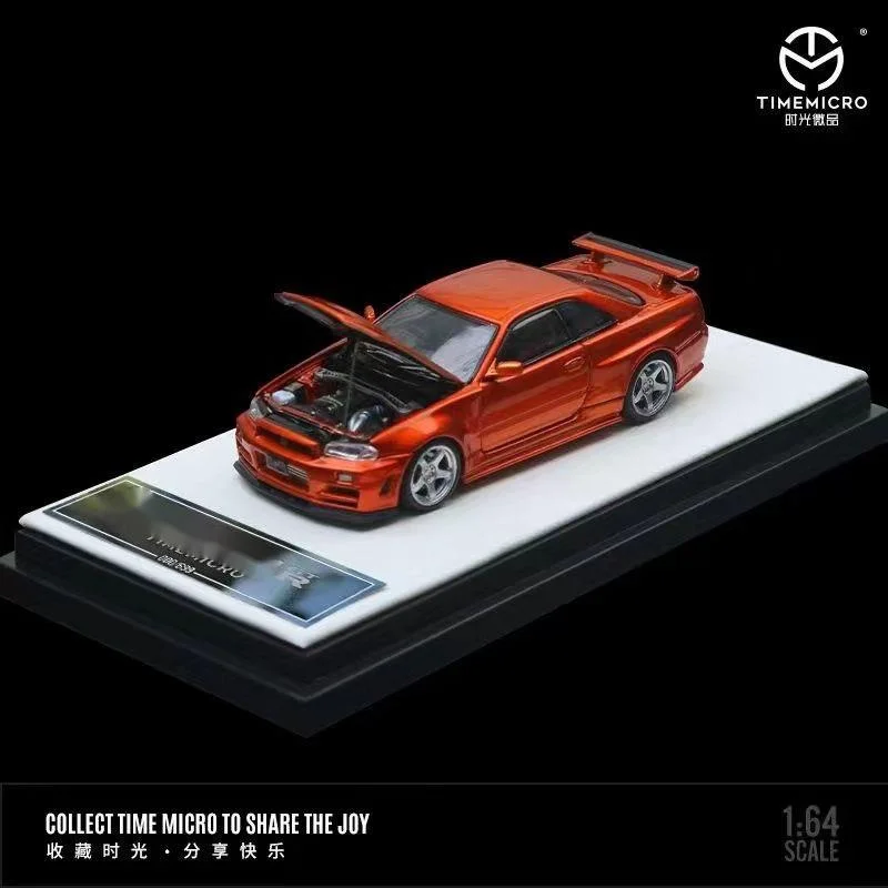 timemicroスカイライン GT-R R34 ミニカー 1/64 GTR R34 Open Cover TimeMicro TM 1:64 Simulated Alloy Car Model