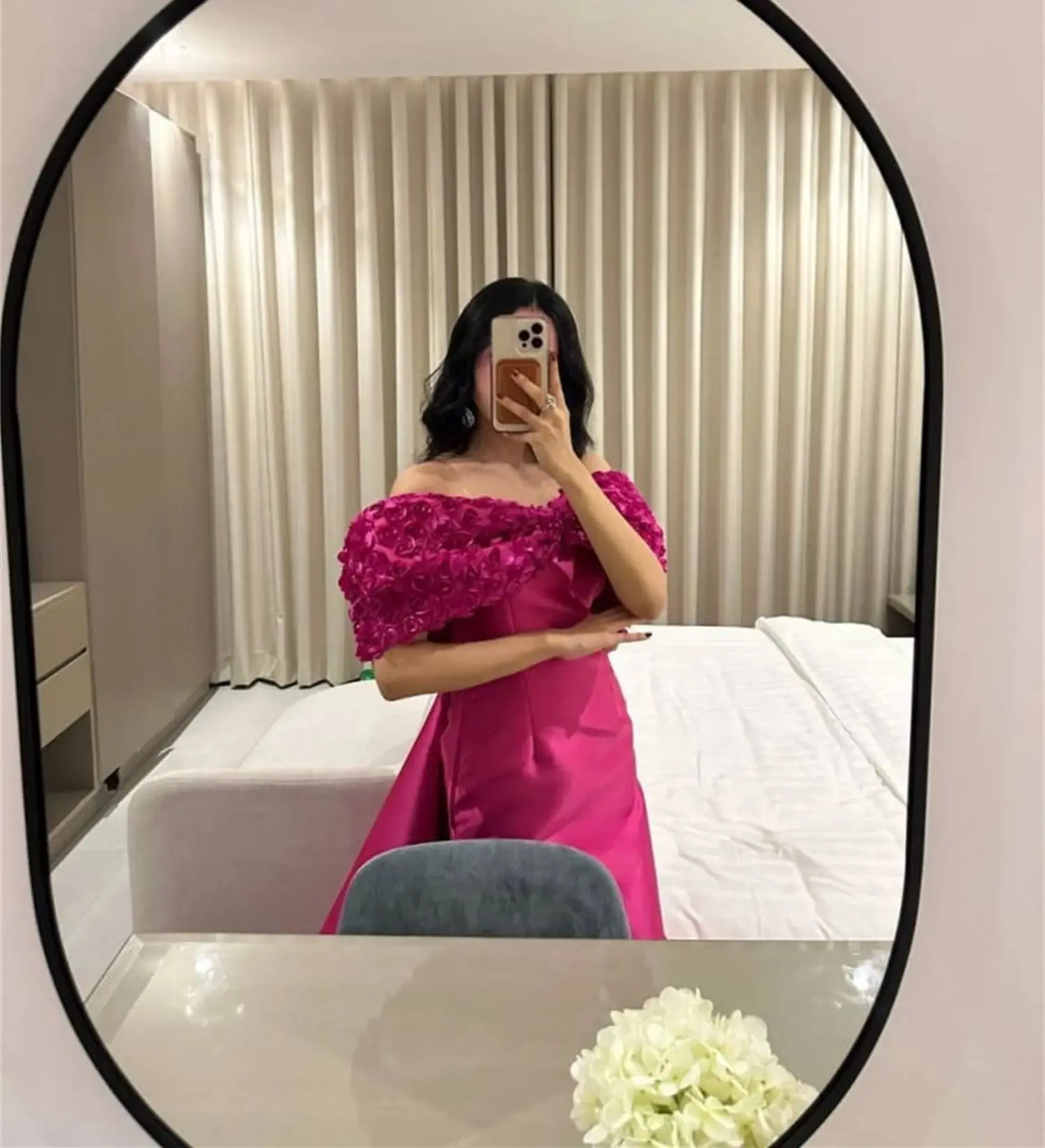3D Flower Dubai Luxury Evening Dress Party Evening Elegant Luxury Celebrity customized Al-fitr Wedding Guest Dresses for Women