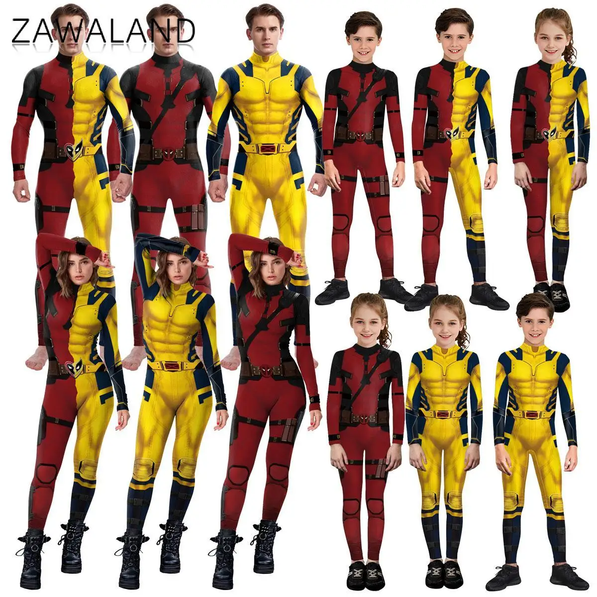 Wolverine Deadpool Costume donna uomo bambini Cosplay body Fancy Halloween Party Dress Up novità t-shirt Carnival Zentai Suit