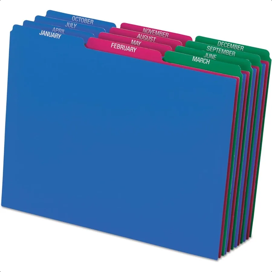 

40144 Top Tab File Guides Monthly JanDec 1 3 Tab Polypropylene Letter Set of 12
