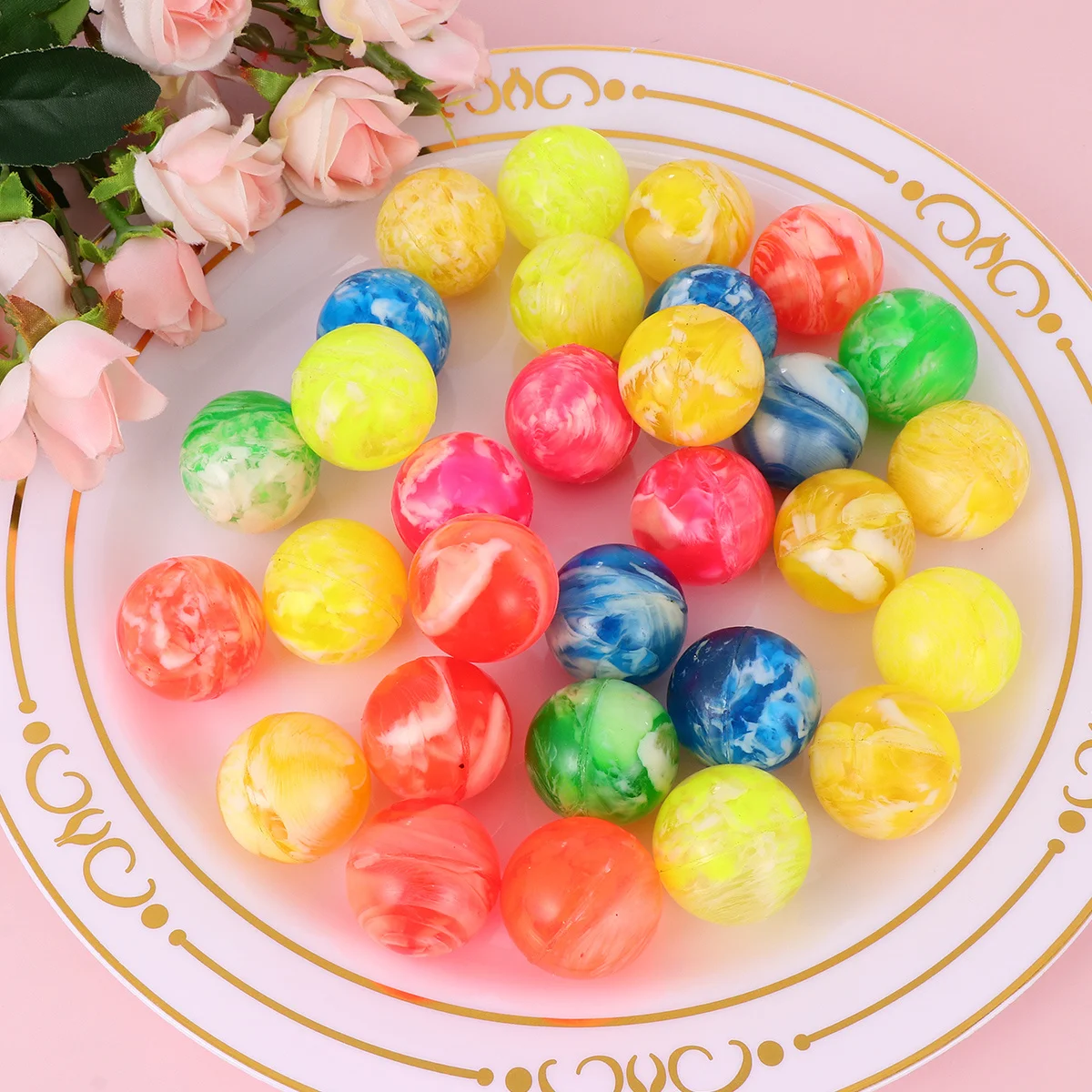 

30pcs Colorful Solid Rubber Bouncy Kids Jumping Set For Children Playtime Gift Bouncing Rubber Ball Playing Ball Outdoor Fun