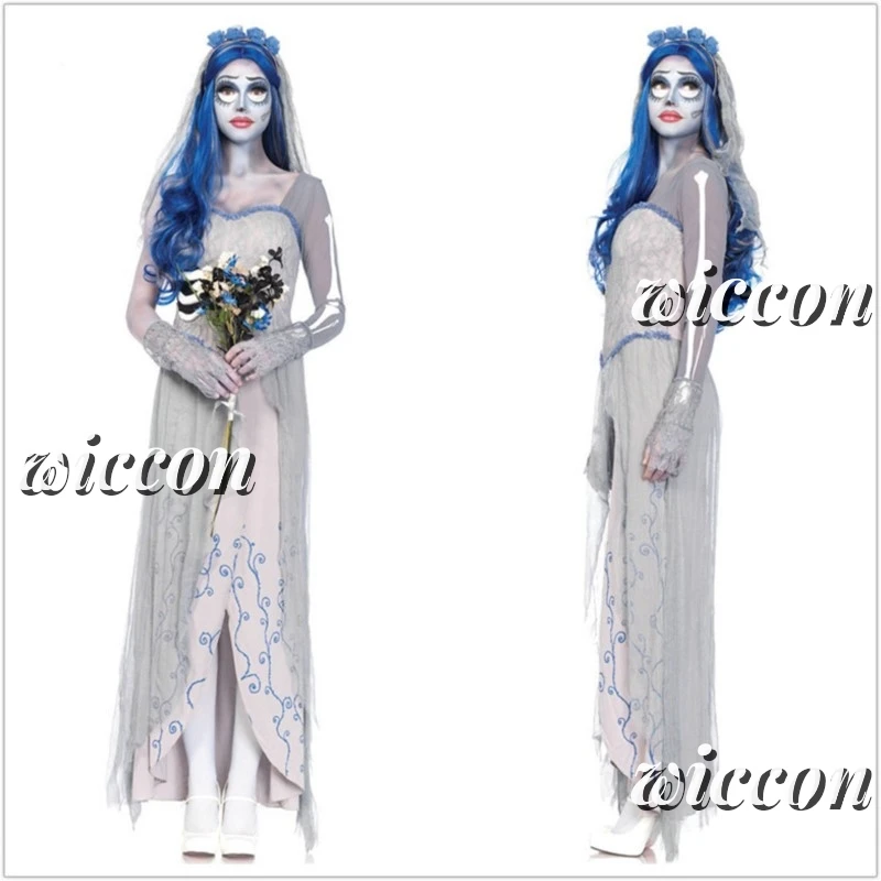 Dress for Female Devil Cosplay Party Devil Corpse Bride Costumes Wig Halloween Women Scary Vampire Costume Clothes Witch Dresses