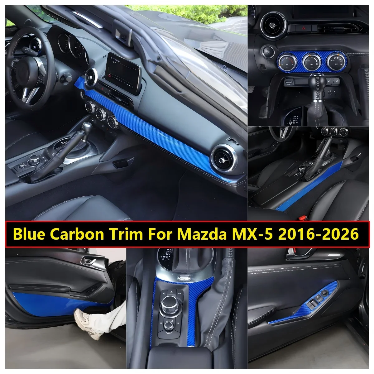 Blue Soft Carbon Car Interior Center Console Trim Sticker Decorative Accessories For Mazda MX-5 Miata ND Roadster 2016-2026