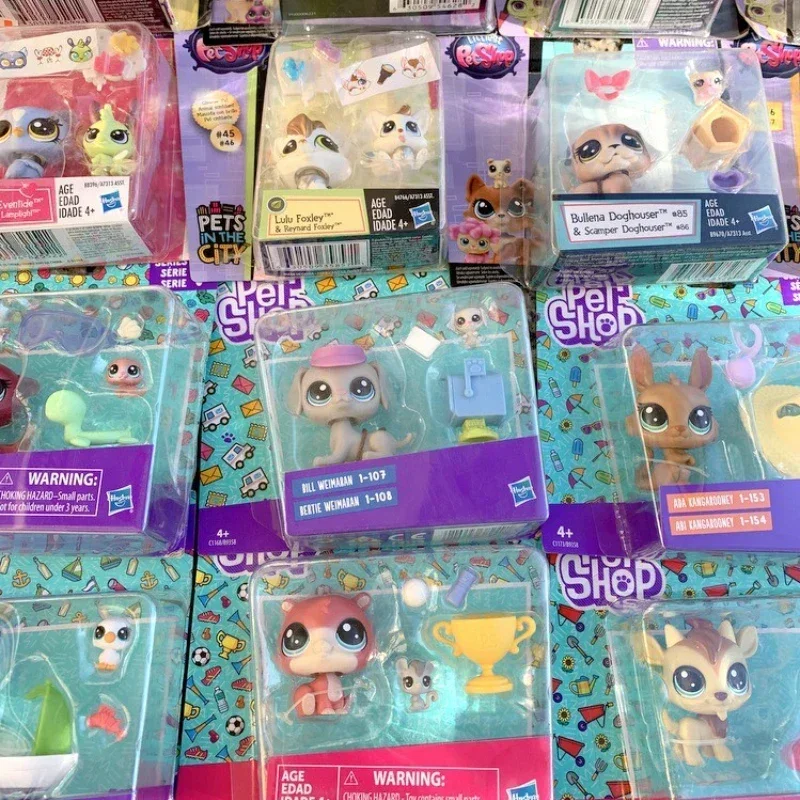 Hasbro Littlest Pet Shop Q Version Actionfiguren Cartoon Big Eyed Puppe Niedliches Tiermodell Spielzeug Kinderspielhaus Spielzeug Geschenke