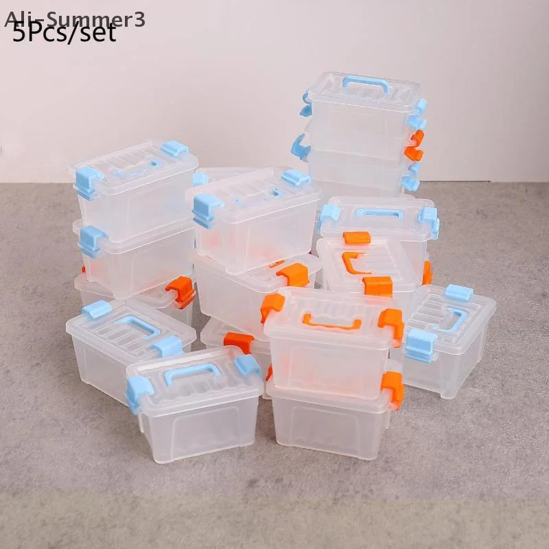 5Pcs Puppenhaus Mini Lagerung Box Klar Toolbox Modell Puppenhaus Hause Dekoration Puppen Haus Micro Szene Dekor Requisiten