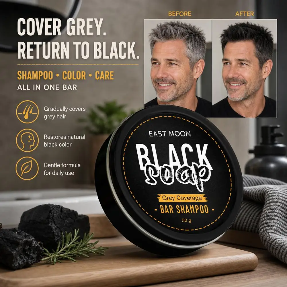 Hair Darkening Shampoo Bar Black Hair Shampoo Bar for Gray Hair Refreshing & Hair Growth, Thickening, Strengthening, Anti Loss