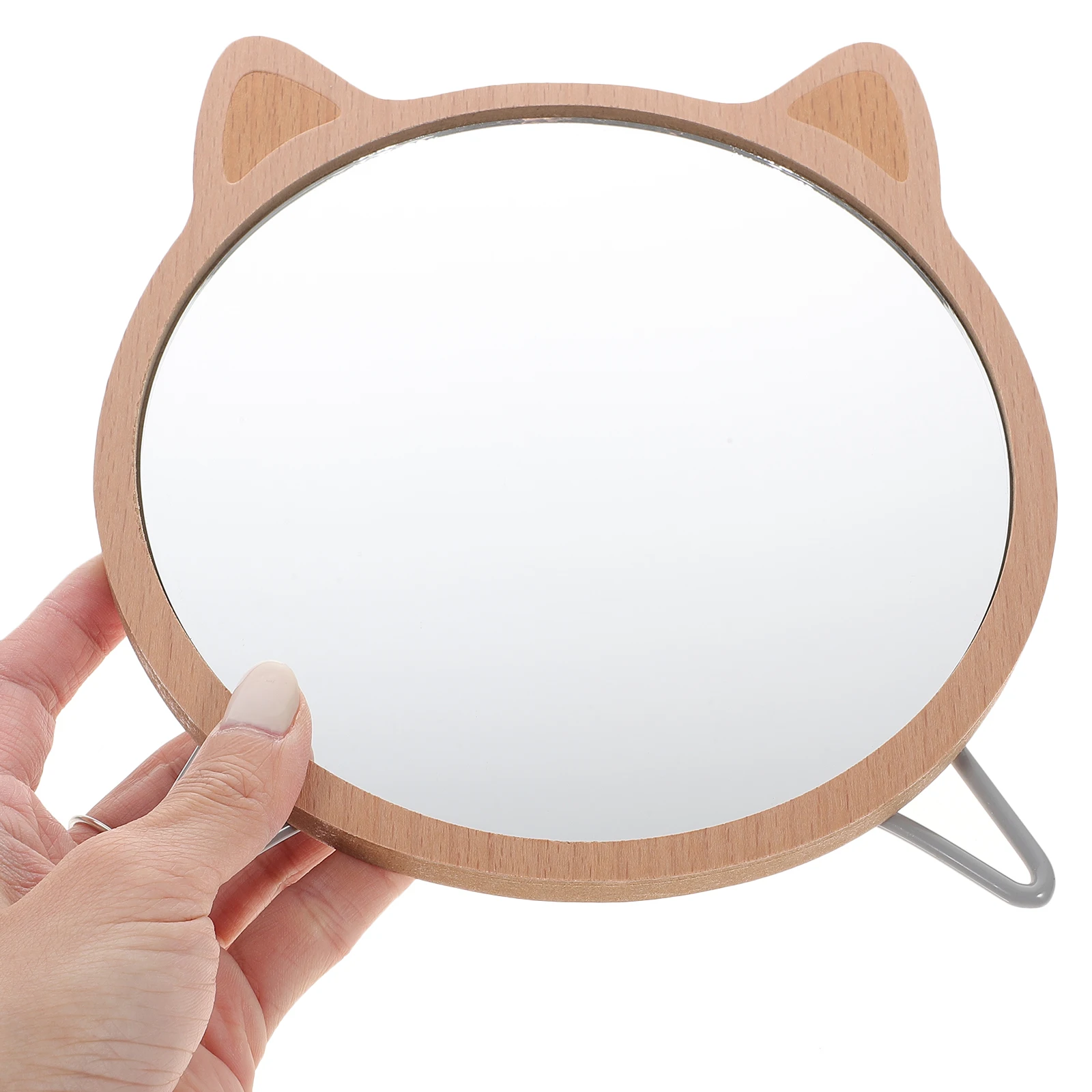 

Desktop Vanity Mirror Irregular Small for Makeup Wood Countertop Mirrors Portable Miss