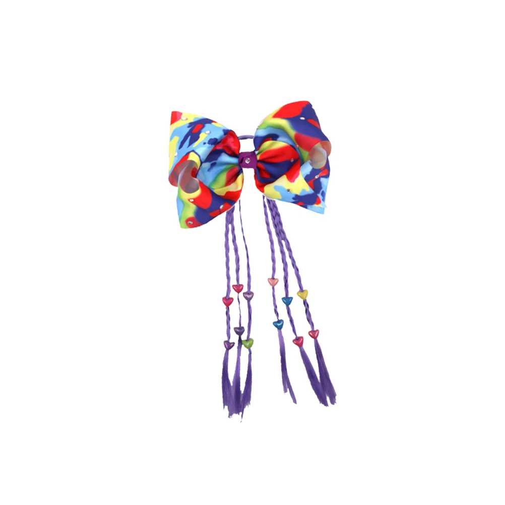 

Bowknot Hair Rings Rainbow Colorful Fake Braid Hair Ties Ponytail Holder Girls Everyday Fashion Ponytail Holder