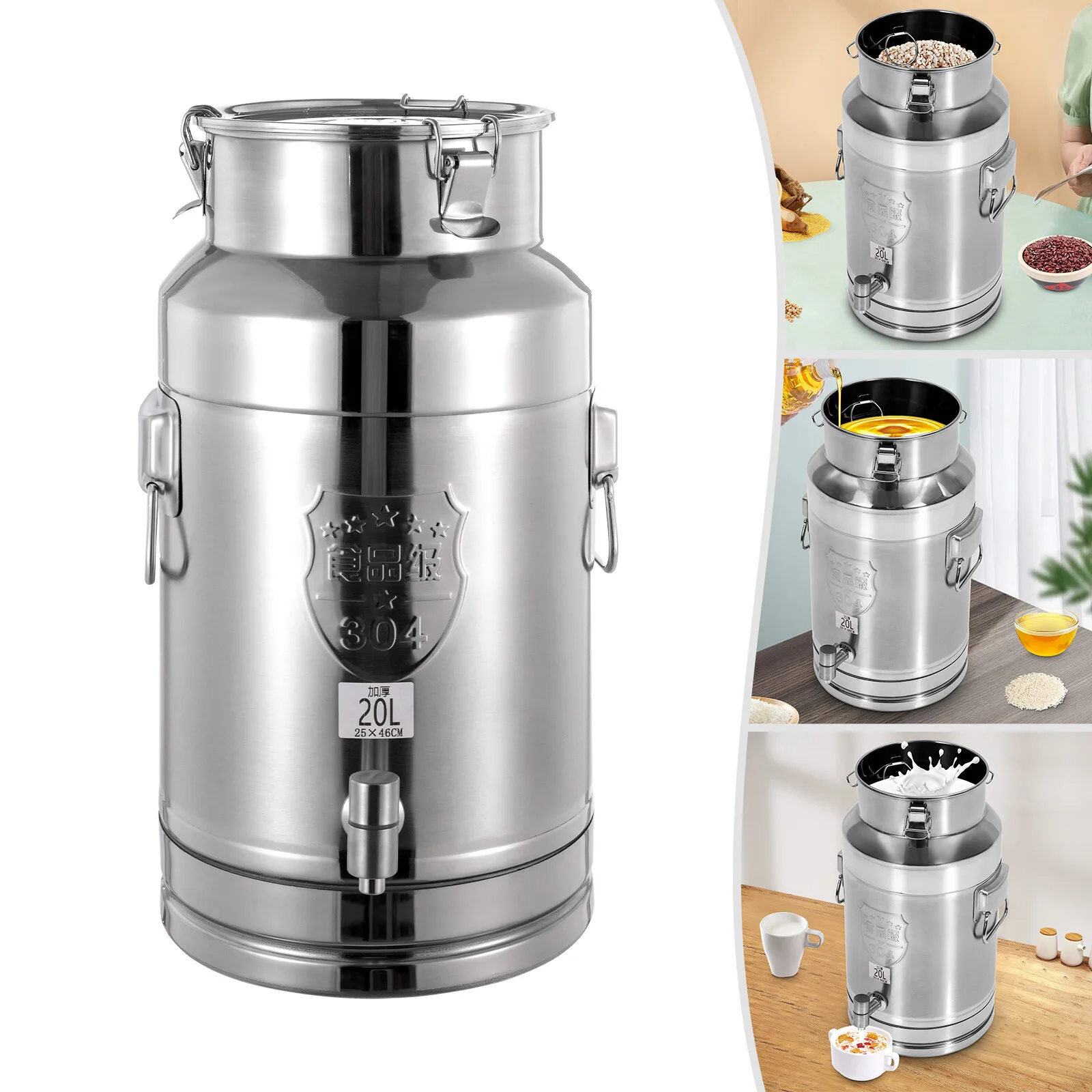 

20L Portable Beverage Drink Dispenser Oil Pail Storage Bucket Wine Barrel Canister For Oil Butter Milk Coffee