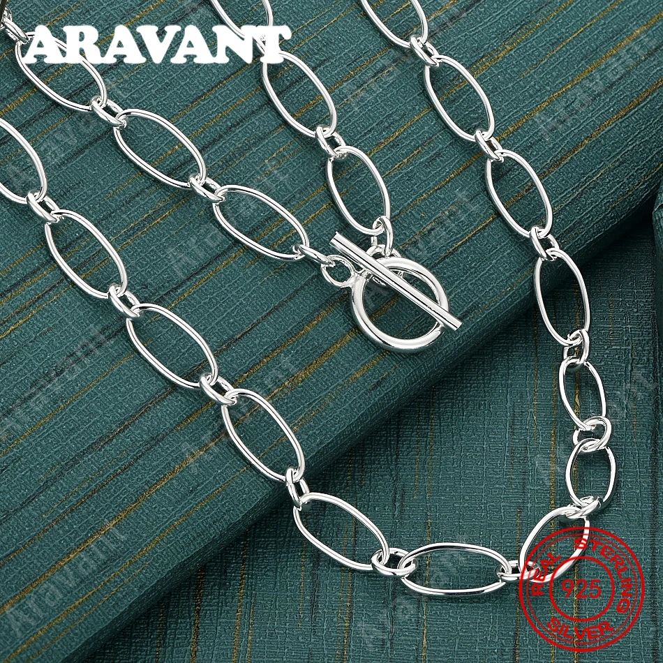 925 Sterling Silver Circle Chain Necklace With Ot Clasp - A Unique Gift For Women, Versatile For Events And Jewelry