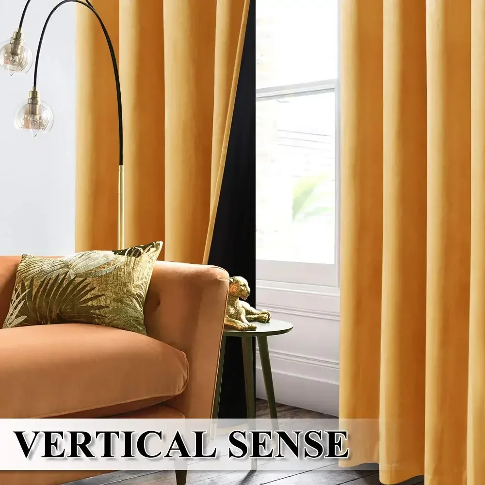 RYB HOME1PC Luxury Blackout Warm Soundproof Drapery Velvet Curtain Sunlight Block Drape for Bedroom House Decoration Living Room image 5
