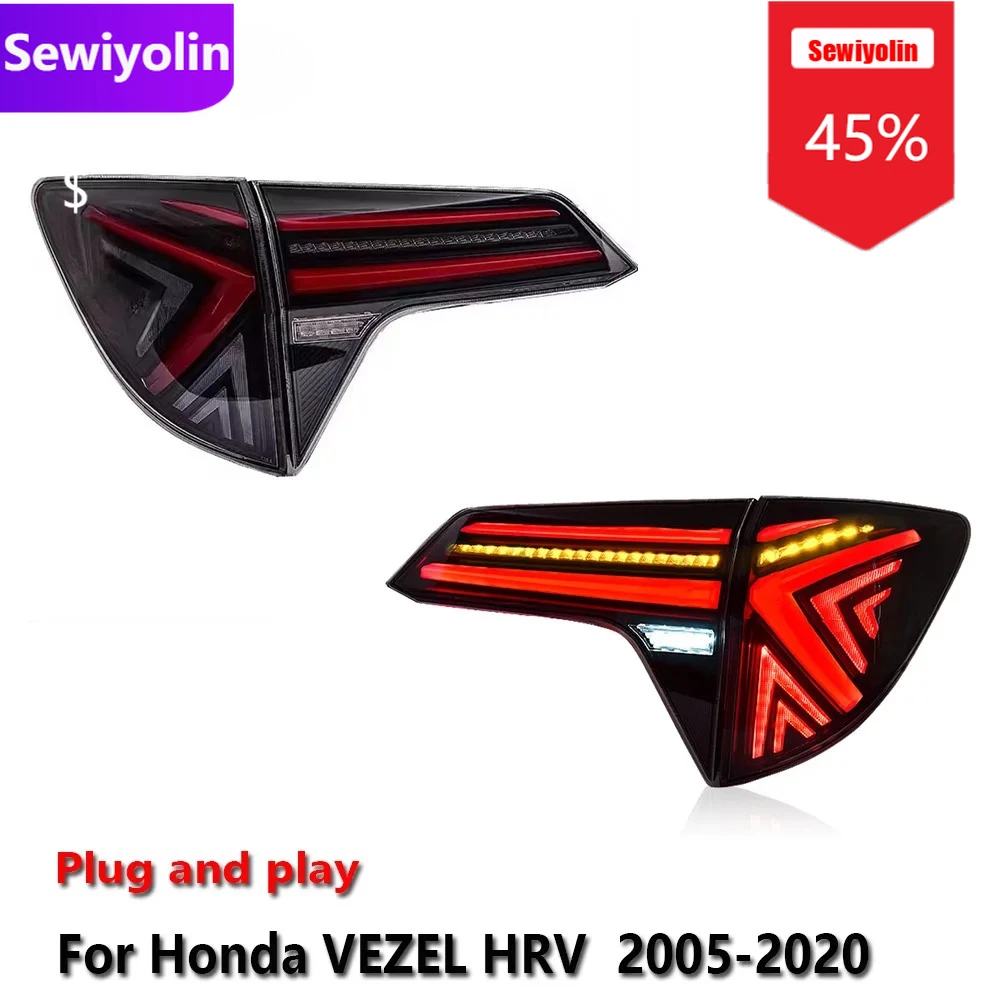 

Автомобильные светодиодные задние фонари DRL в сборе для HONDA VEZEL HRV 2005-2020, автоматические противотуманные фары DRL, стоп-сигналы поворота Plug and Play