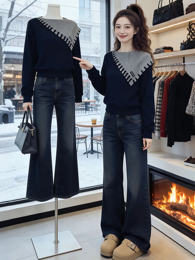 

Stunning Color Blo Sweater Women's Faion Autumn Winter High End Match All Ages Reduced Top Knitted Long Sve round Ne