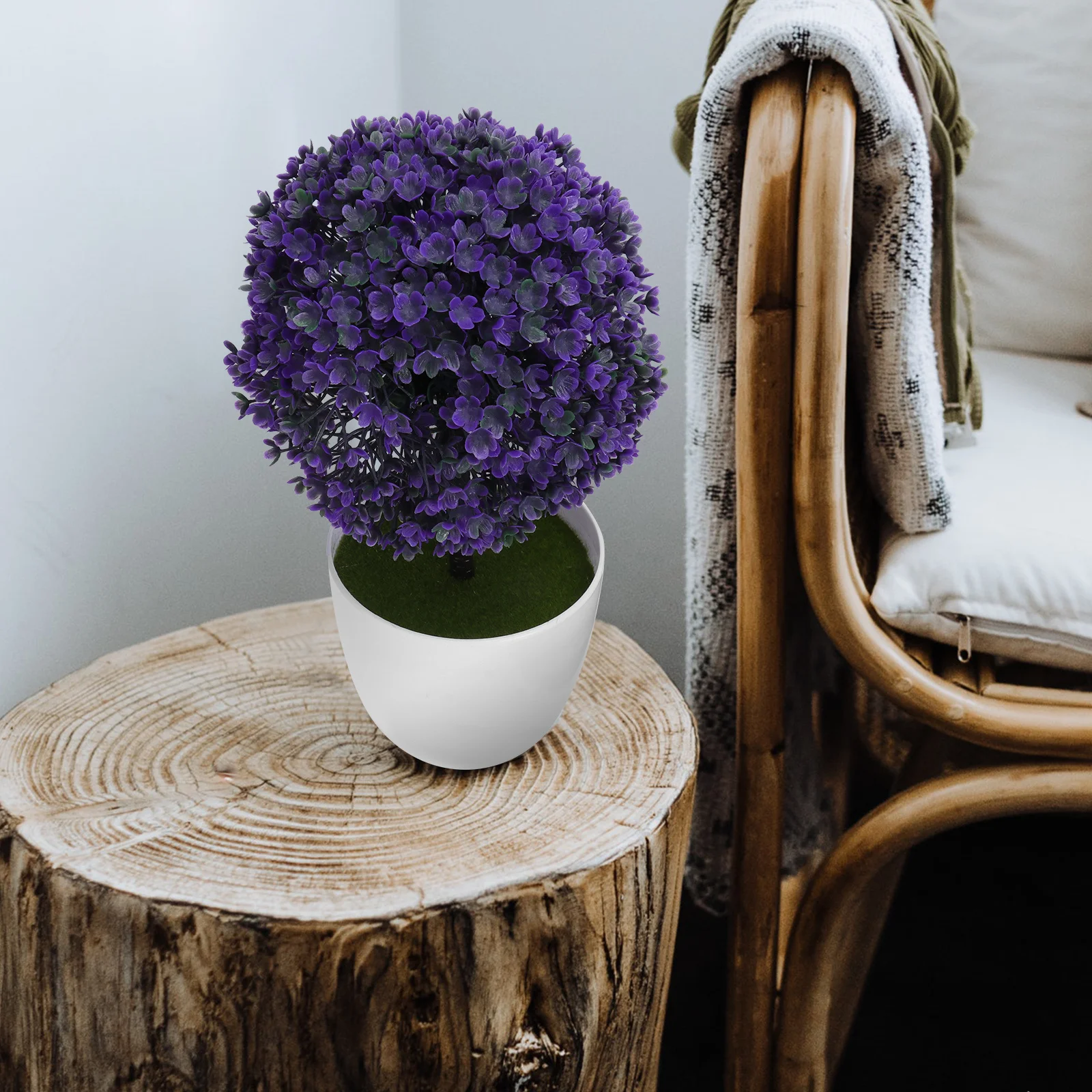 

Artificial Plants Ball Plastic Flower Ball Decorative Bonsai For Home Office Resort Decoration Purple 12Cm