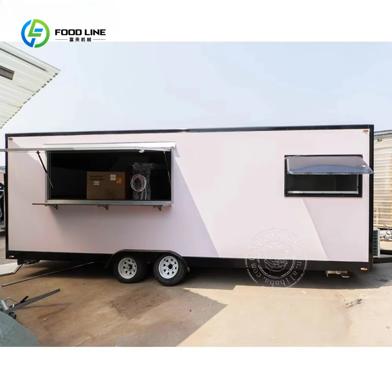 Carrinho de comida para macarrão no exterior, fogão de reboque, tamanho grande, fabricação de caminhão de alimentos, trailer de alimentos com banheiro para venda, canadá
