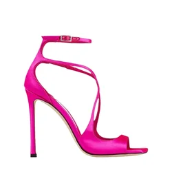 Summer New Fashionable Stiletto High Heel Open Toed Sandals Square Head Party Sexy 34-45 Large Women's Shoes