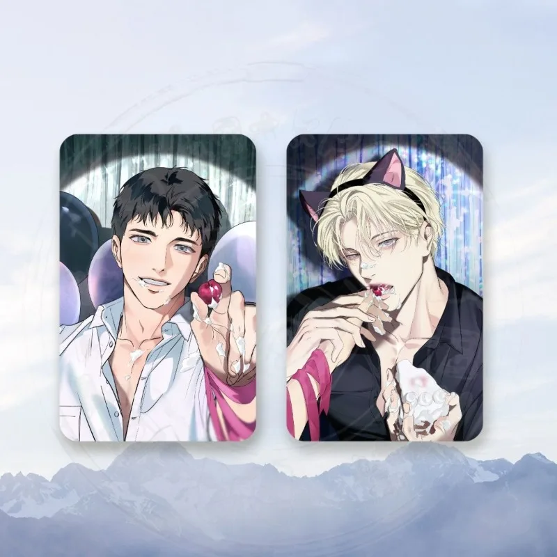 

Anime Backlit Korean Webtoon Self Printed 3inch Photocards Han Xuyin Bai Rongyun Couple Birthday Pair Card Ins Style Merchandise