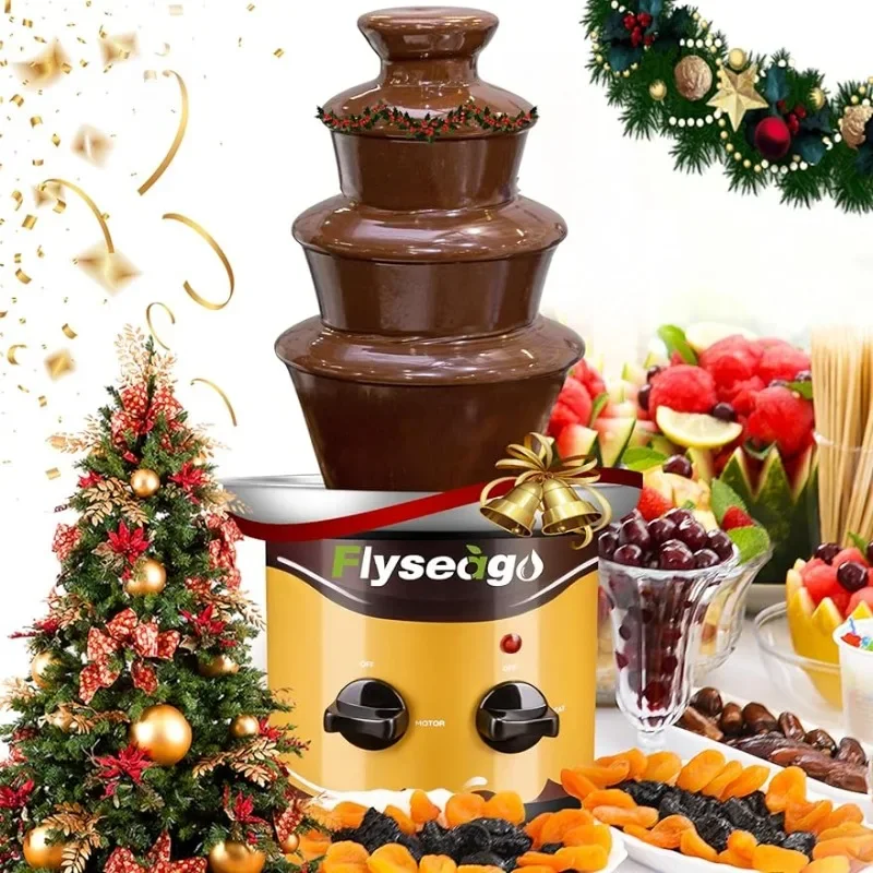 HAOYUNMA Chocolate Fountain Machine 4 Tiers Cheese Fountain Perfect for Nacho Cheese, Chocolate Sauce, Wedding, Party