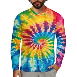 Colorful Tie Dye 3D Print T-Shirts Men Women Round Neck Long Sleeve T Shirt Streetwear Harajuku Pullovers Tees Tops Kid Clothing
