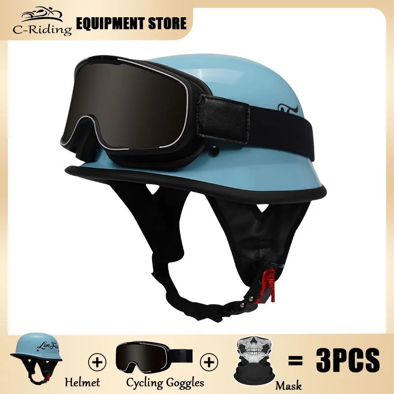 

Retro Motor Helmets Motorcycle Helmet Scooter Vintage Half Face Safety Cap Motorbike Crash Motocross Helmet Casco Moto