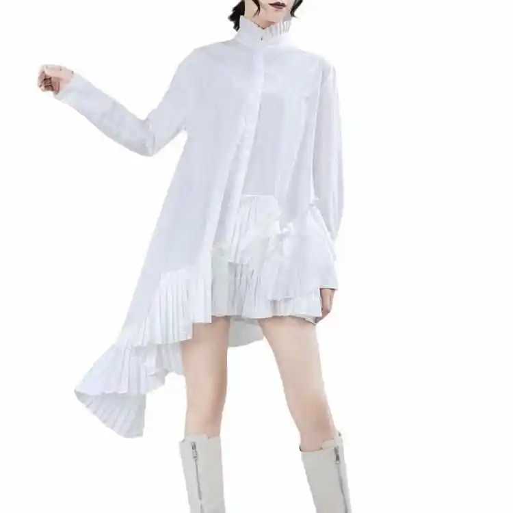 

Женский длинный све, белый цвет, воротник-стойка, подол, Rceel, хлопковый тонкий теплый однотонный открытый кардиган средней длины