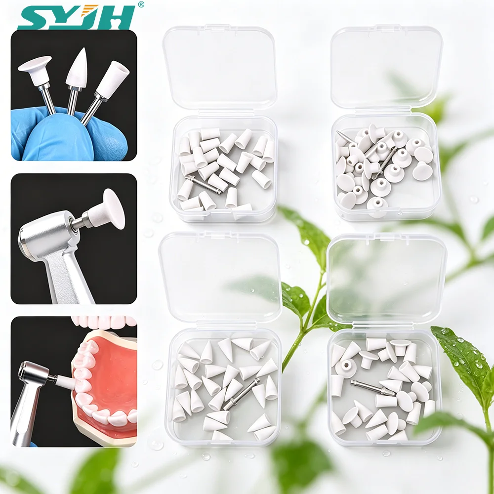 SYJH Dental 25Pcs Silicone Lon Polishing Kit CA 2.35MM Cup Point Inverted Cone Autoclavable Dentistry Teeth Whitening Polishing