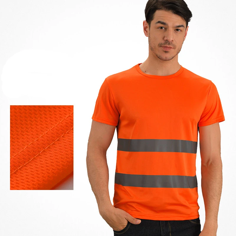 Imagem -06 - Camisa Segurança Trabalho Mulheres Reflexivas Trabalho Respirável T-shirt Reflexivo T-shirt Homens Mulheres Workwear com Tiras Reflexivas Laranja