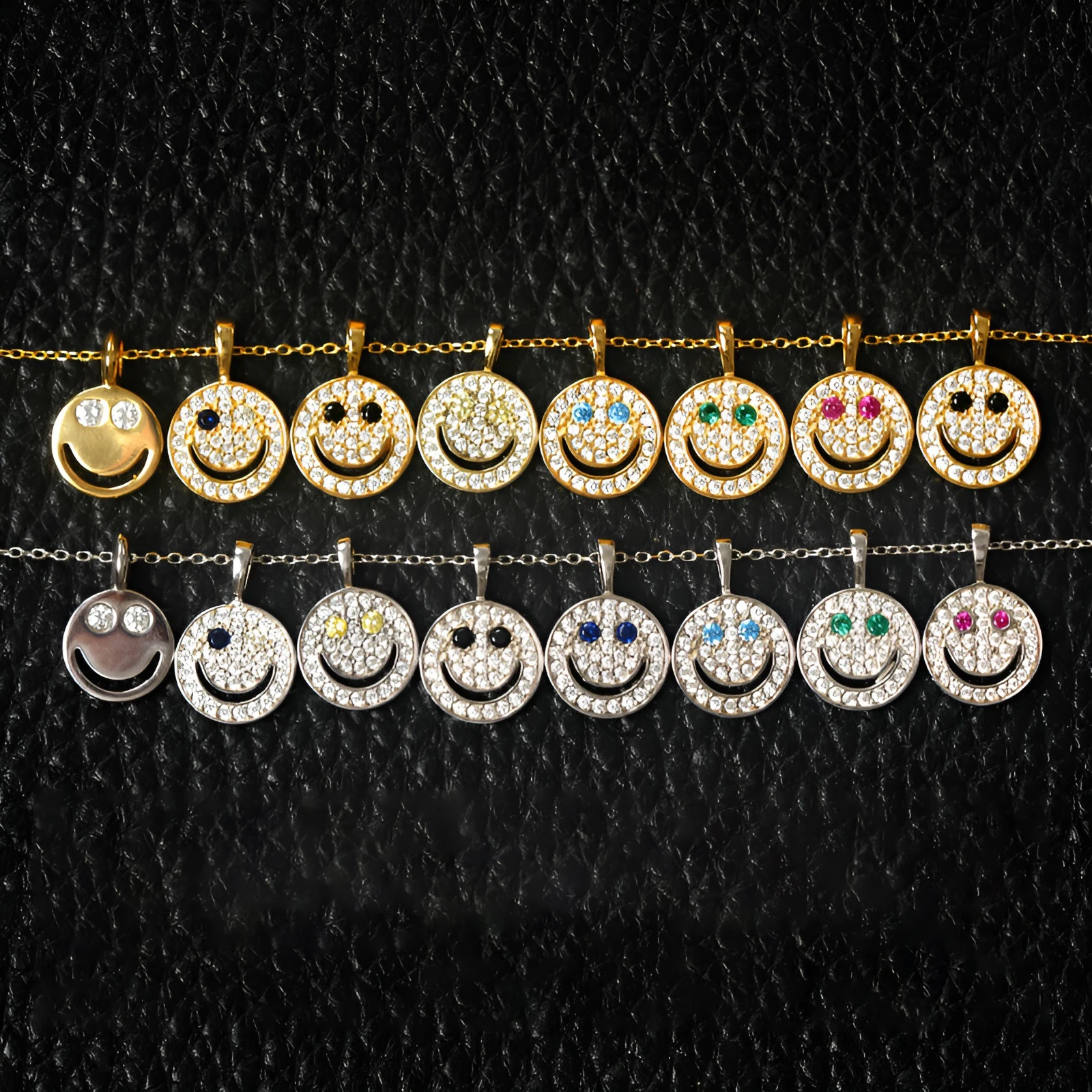eyefunny-smiling-face-diamond-embedded-pendant-s925-silver-gold-plated-couple-style-simple-fashion-necklace-jewelry