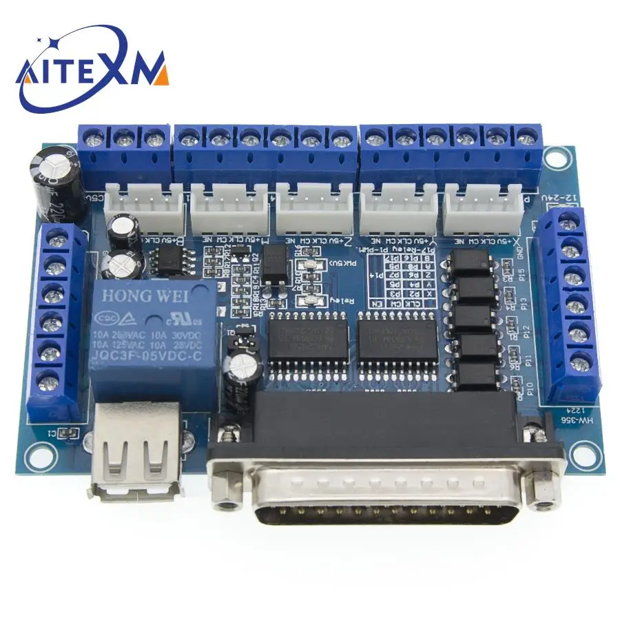 MACH3 Interface Board CNC 5 Axis With Optocoupler Adapter Stepper Motor Driver + USB Cable
