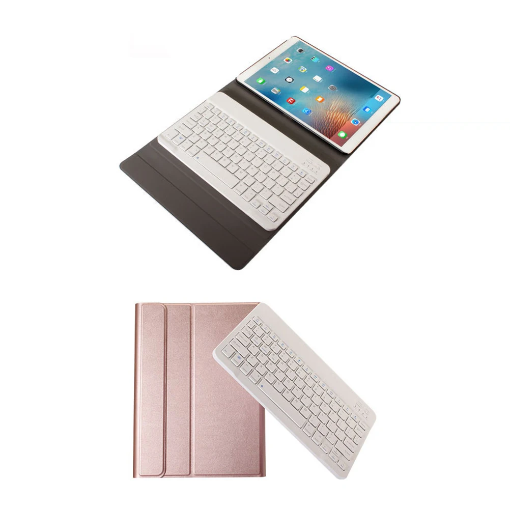 

Luxury Pu Tablet Cover Split Keyboard 10.2 Inches Rose Gold Shell White Detachable Case Strong Magnetic Hidden Support Non Slip