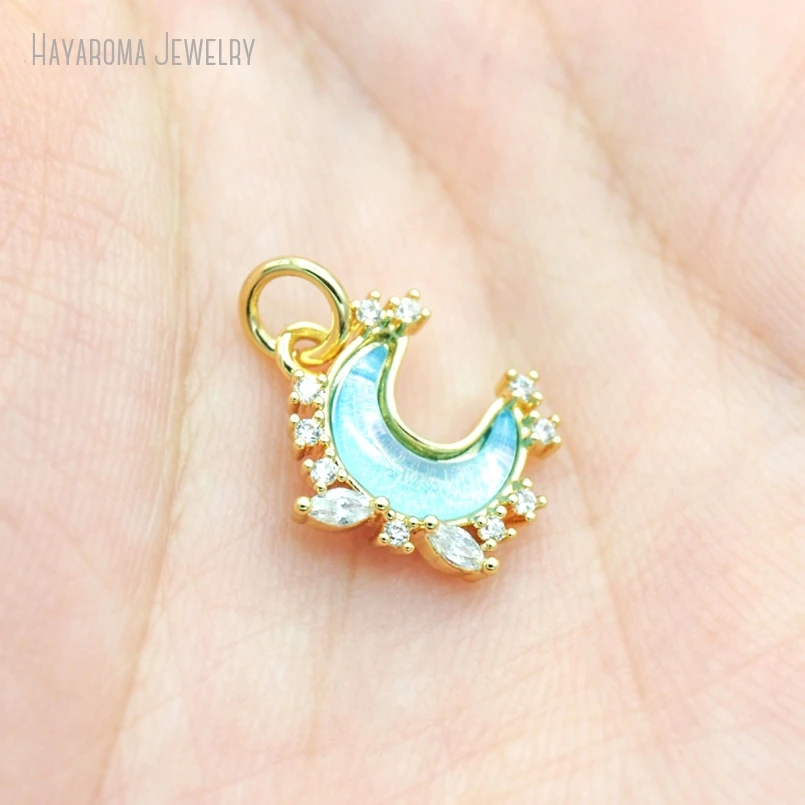 

5Pcs Boho Witch Jewelry Gold Color Copper Shape Crescent Moon Wholesale Pendant Invisible Setting Charms