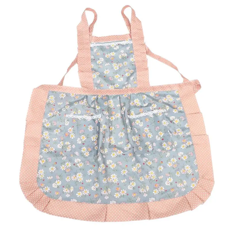 

Cute Floral Apron For Women With Pocket Adjustable Bib Apron For Cooking Baking And Gardening Canvas Kitchen Apron Supply NEW