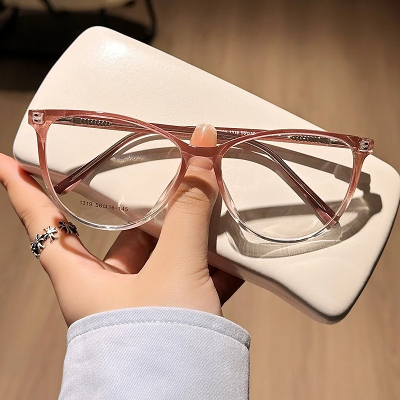 EYORA موضة عين القط نحيل الوجه نظارات للقراءة قصر النظر نظارات مد البصر مكافحة الأشعة الزرقاء التقدمية اللونية نظارات عدسة