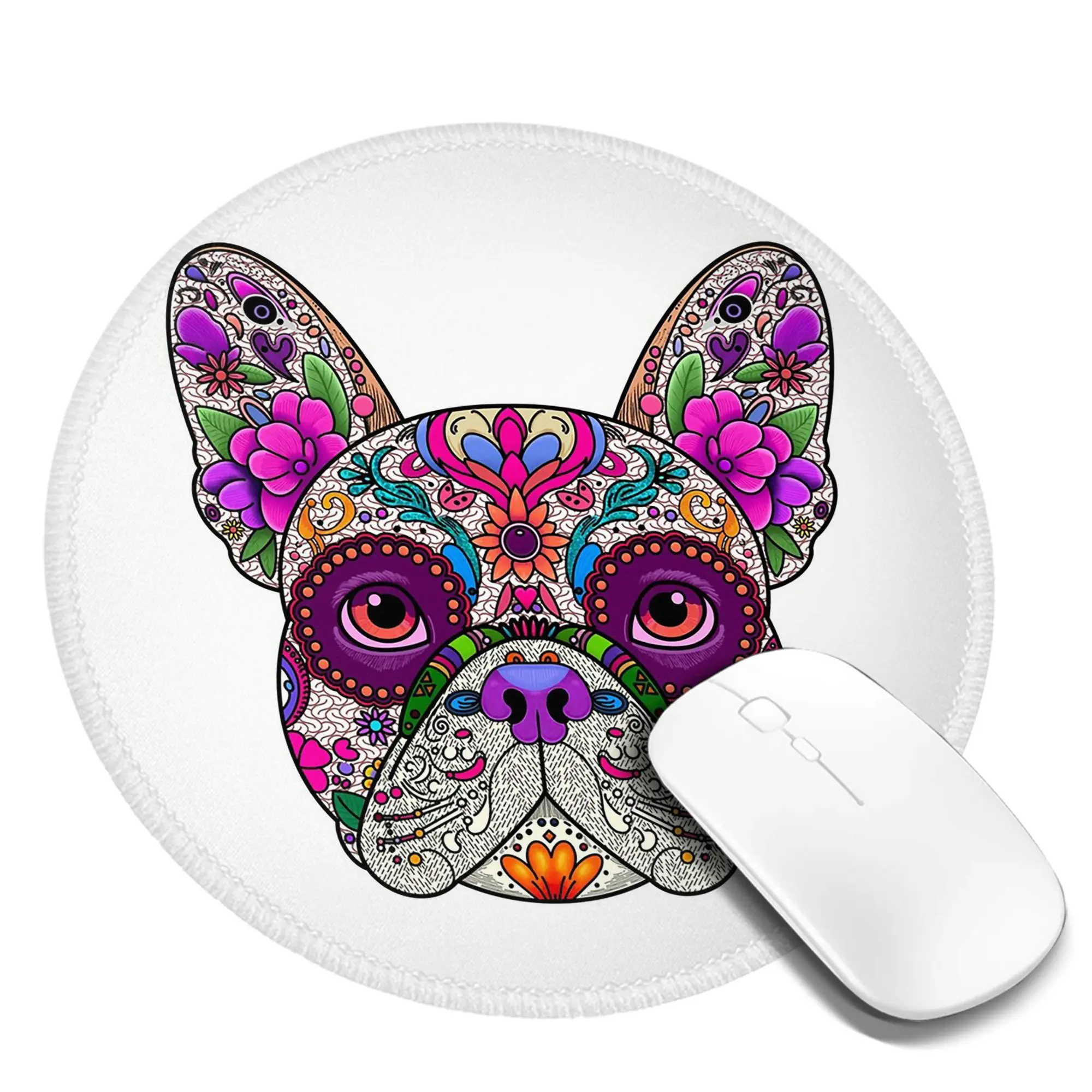 Mexican Day of the Dead Dog Frenchie Mouse Pad Computer Keyboard Mouse Mat Gaming Laptop Desk Mat Office Accessories Table Mats