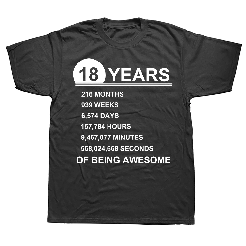 Vintage 18th Birthday Gift Idea T-Shirt 18 Years Old Of Being Awesome Anniversary T Shirt Cotton Youth Boy Present Tops Tees