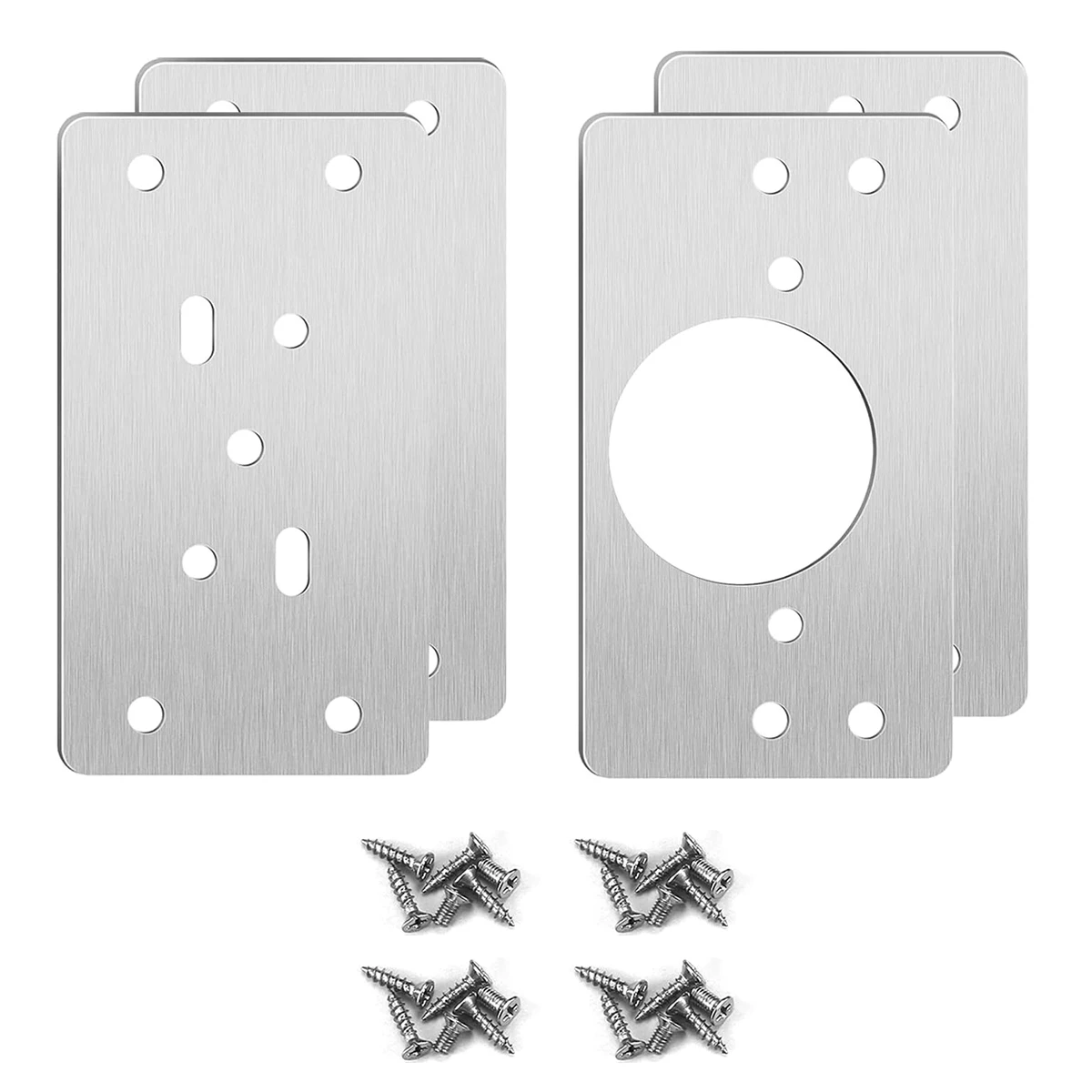 

2Pcs Cabinet Hinge Repair Plate Kit Stainless Steel Door Hinge Mounting Plate With Holes For Home Kitchen Cupboard Furniture