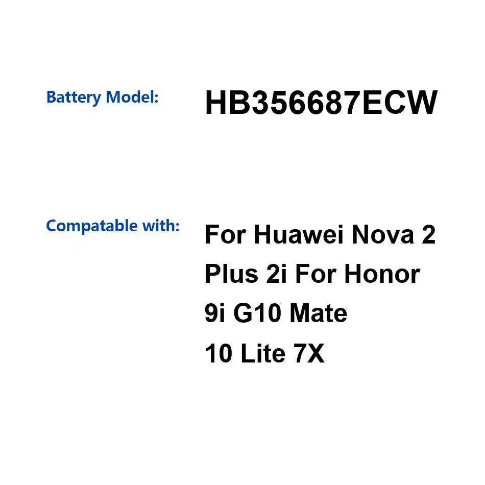

Безопасный HB356687ECW 3340 мАч для Huawei Nova 2 Plus 2I Honor 9I G10 Mate 10 Lite 7X аккумулятор для мобильного телефона