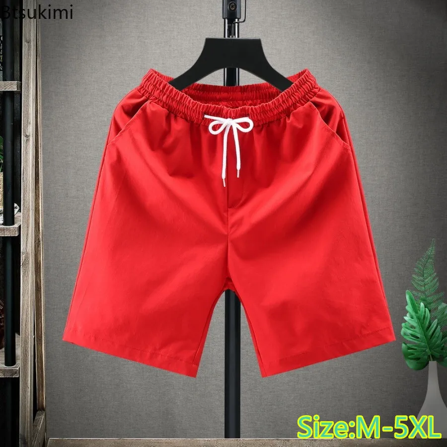 2025 Men Hot Shorts Summer Light Weight Thin Casual Shorts Solid Simple Running Fitness Sport Pants Men Drawstring Beach Shorts