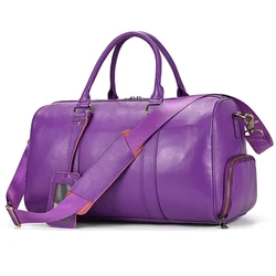 Bolsos de viaje de cuero genuino para mujer, bolsos de viaje elegantes, bolsos de lona grandes para mujer, equipaje de viaje para hombre y mujer