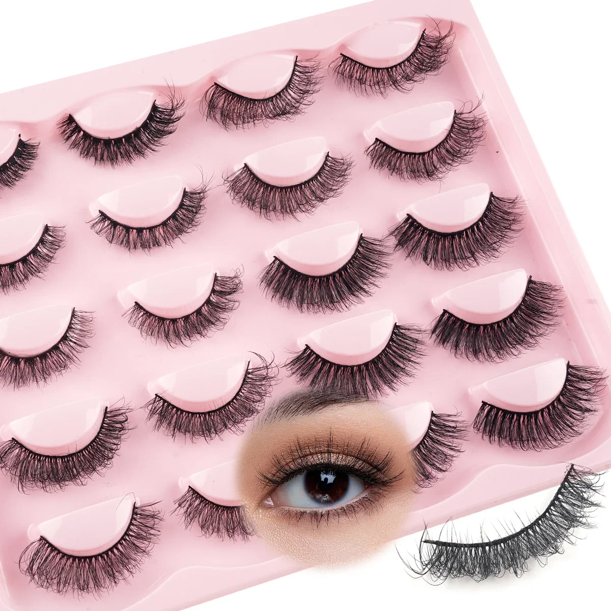 10 個 3D ミンクまつげメイクアップまつげふわふわナチュラルロングフェイクまつげフルストライプ再利用可能なつけまつげエクステンション