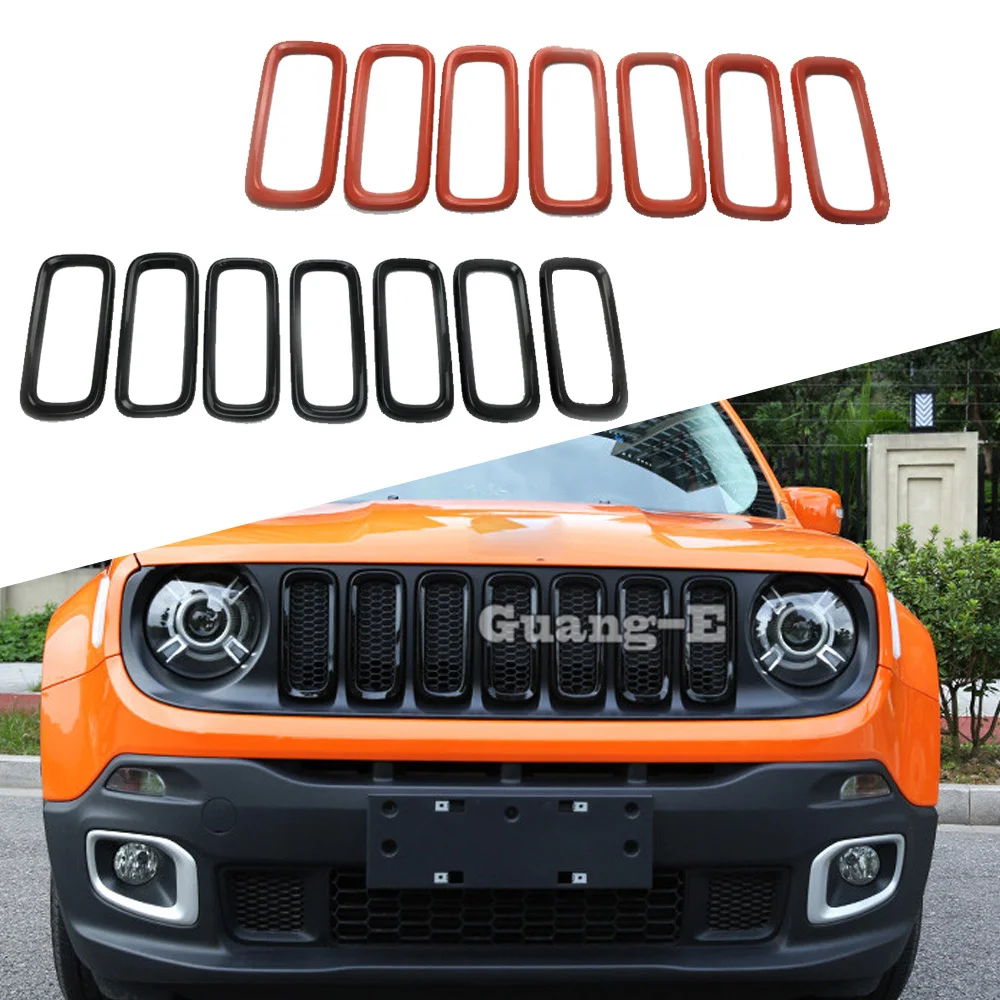 

Car Body Protection Detector ABS Chrome Front Up Racing Grid Grill Grille Frame For Jeep Renegade 2016 2017 2018 2019 2020 2021
