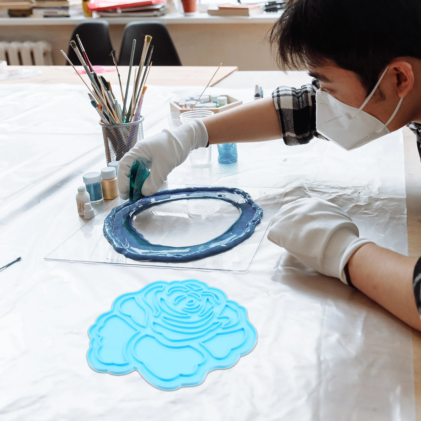 

Flowers Mold Silicone Rose Pendant Diy Epoxy Resin Casting Mold For Valentine'S Day Hanging Ornament Craft Making Jewelry